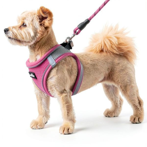 Haapaw Dog Harness and Leash Set Breathable Mesh Step‑In Reflective-3