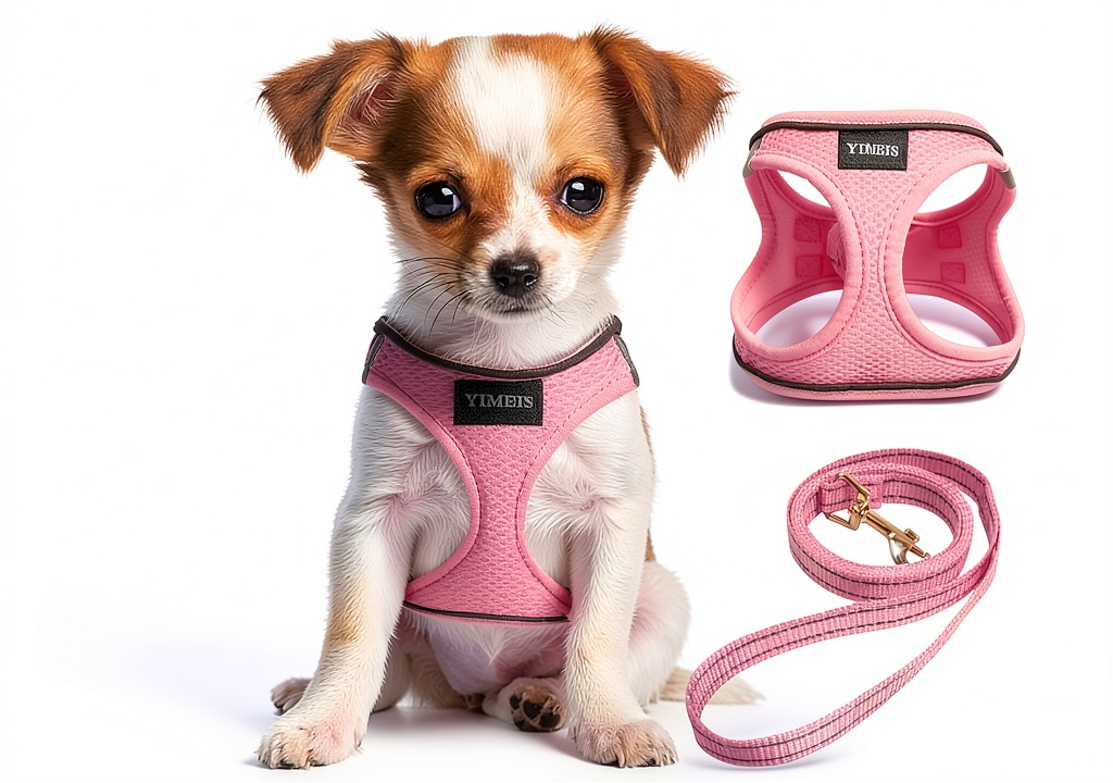 Installing YIMEIS Dog Harness Breathable Mesh Reflective on a wooden desk