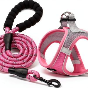 Haapaw Dog Harness and Leash Set Air Mesh Reflective Adjustable Size-0