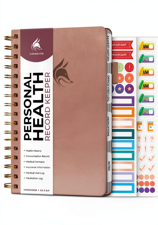 Clever Fox Personal Health Record Keeper – Medical Care Planner – Wellness & Medication Tracker Journal for Patients – Organizer Notebook, Daily Tracking Log Book & Appointment Diary (Rose Gold)-0