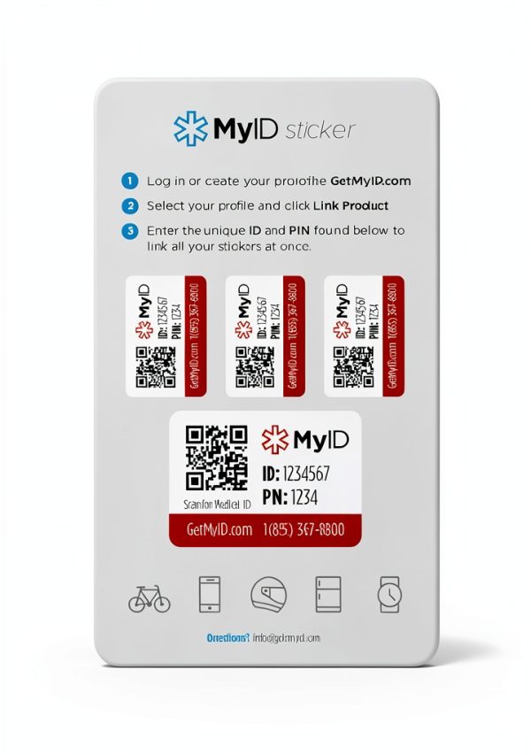 Medical ID Sticker Kit MyID – 4 Durable Labels for Emergency Info-0